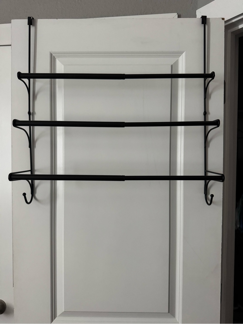 Black Over-the-Door Wall Rack - Slim 3-Tier Hanging Organizer